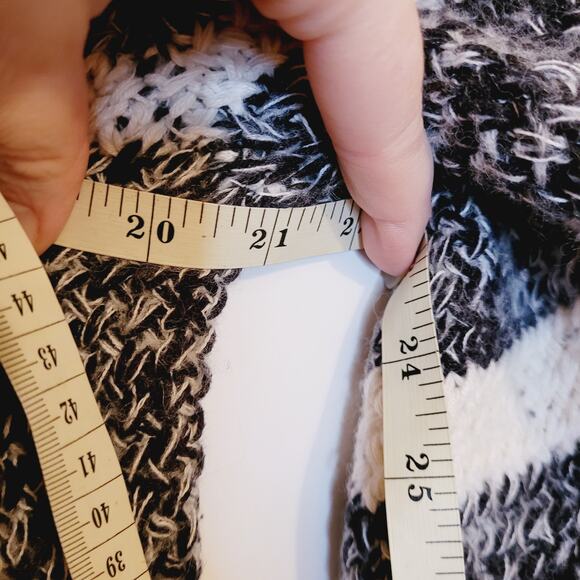 Ann Taylor Loft black and white striped cowl neck long sleeved sweater - Picture 9 of 10